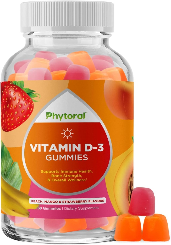 Gumy witaminy D do żucia dla dorosłych - Pyszne codzienne Gummeje witaminy D3 D3 z D3 2000IU na serwowanie - Gluten i żelatyna Free Non-GMO Gummy dla dorosłych Wsparcie odporności (1 miesiąc)