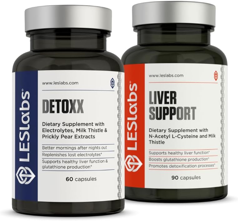 LES Labs Detoxx and Liver Support Duo-Bundle for Support Healthy Liver Function, glutation Production, and detoksycation