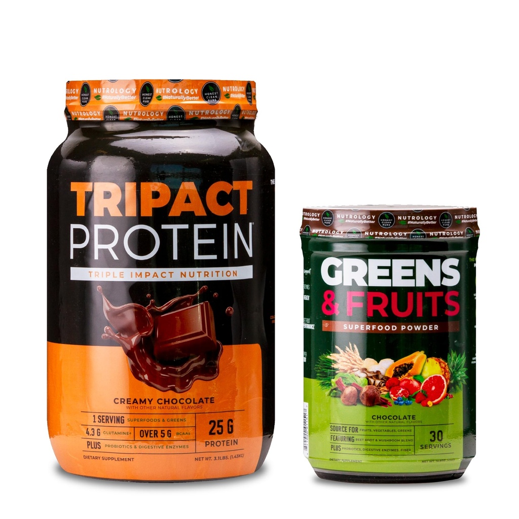 Nutrologia TRIPACT Białko w proszku, 7- in-1 Mieszany shake zastępczy, Kremowy Czekolada (40 Słupki) Zielenina i owoce Powder- Naturalne spożywane Superfood, Czekolada (30 Słupki)