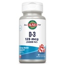 KAL Witamina D3 5000 j.m. 125 µg, Witamina D o dużej mocy Chewables, Wchłanianie wapnia, Zdrowie kości i suplement wsparcia immunologicznego, Natural Peppermint Flavor, 60- Day Guarantee, 60 Służenie, 60 Żugi