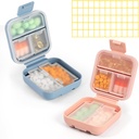 Dynippy Daily Pill Organizator 5 Komory Przenośne Wilgotny Dowód mały pióro Case for Pocket Purse Travel Pill Box Przenośna medycyna Witamina Fish Holder Container (Niebieski różowy)