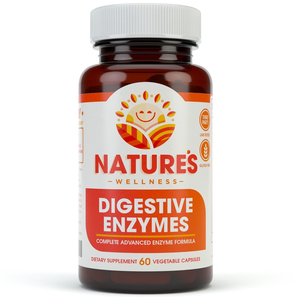 Enzymy trawienne Complete - Advanced Multi Enzyme Supplement for Better Disease & Absorption. Pomoc Relief gazowy, dyskomfort, wzdęcia, IBS, gluten i Laktoza Nietolerancja