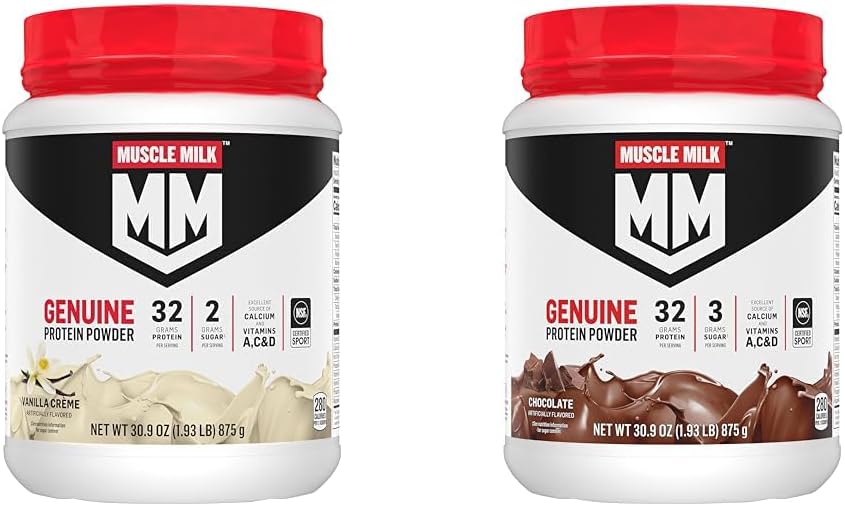 Mięśnie Mleko Genuine Protein Powder Bundle, Vanilla Crème 1.93 Funds 12 Servings 32g Protein 2g Sugar and Chocolate 1.93 Funds 12 Servings 32g Protein 3g Sugar