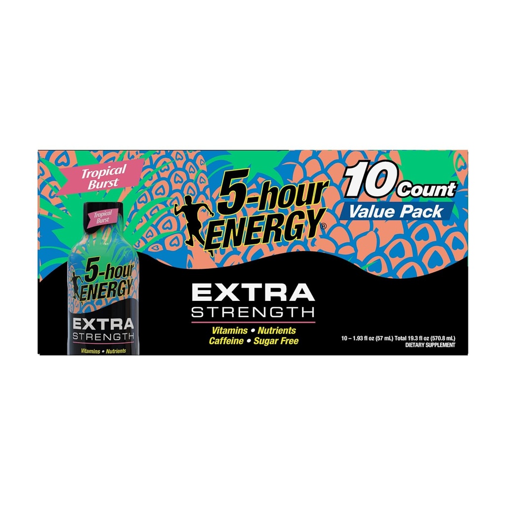5-godzinna energia, strzał dodatkowy siła, Tropical Burst, 1.93 Fl Oz, 10 Hrabia