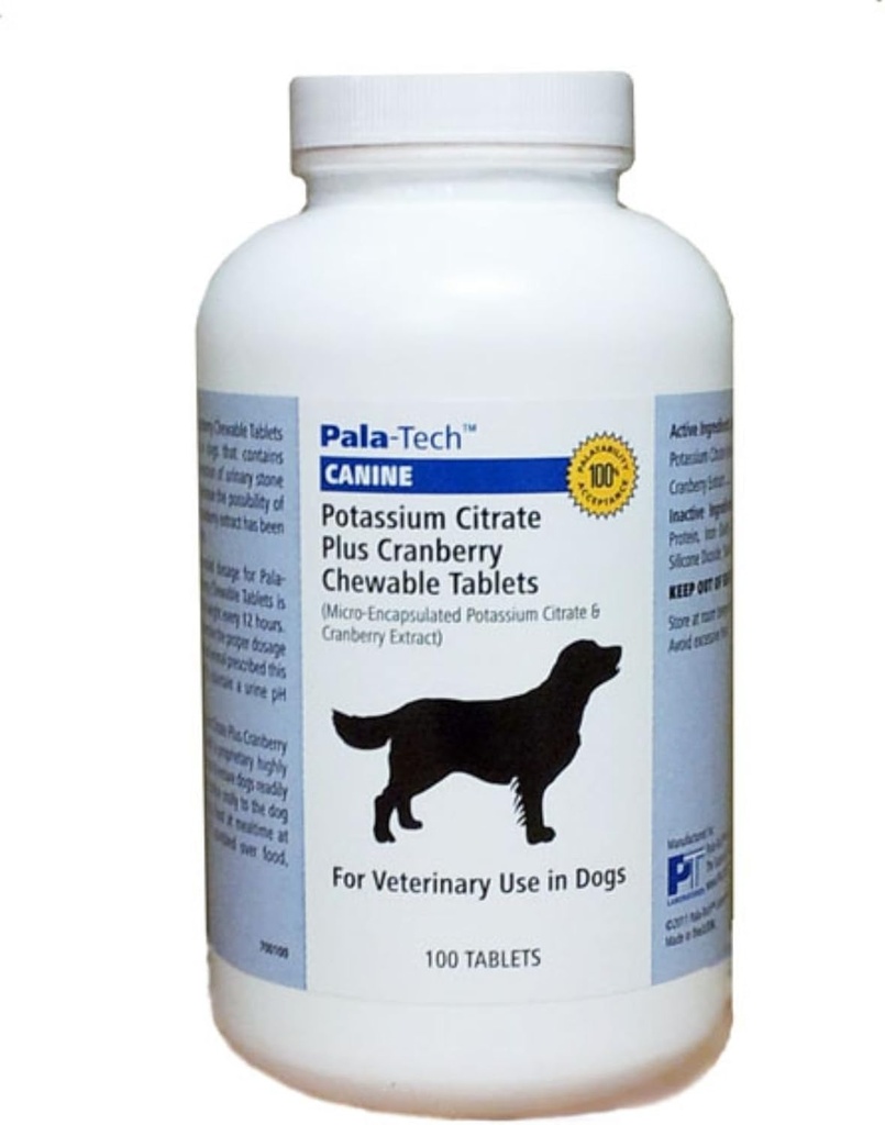 Leczenie psów UTI - Potasu Citrate Plus suplement żurawinowy dla psów 100 Tabletki do żucia dla dróg moczowych Tract Infection & Bladder Stone Prevention, Wsparcie nietrzymania moczu dla psów Made in USA