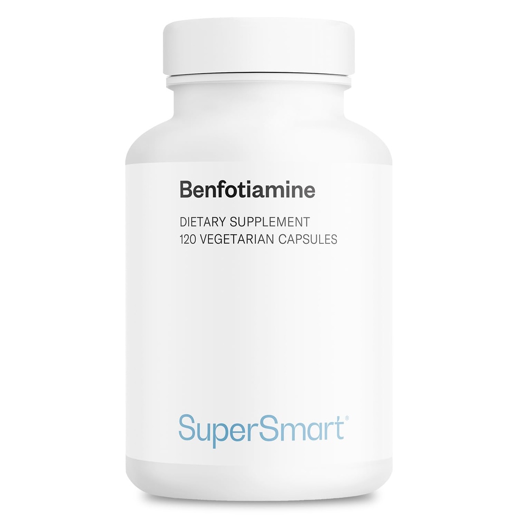Supersmart - Benfotiamina 320mg na dobę (wysoka potencja) - Biodostępna tiamina - Witamina B1 Benfotiamina Suplement Agregat 124; Non- GMO & Gluten Free - 120 Kapsułki wegetariańskie