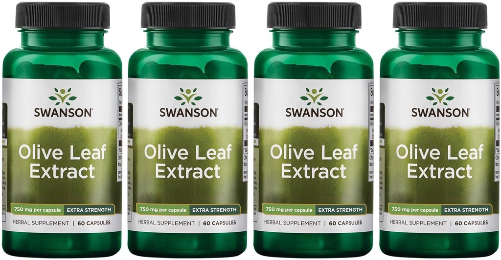 Swanson Olive Leaf Extract kapsułki z 20% oleuropeiną - (60 kapsułek, 750mg każdy) 4 opakowania