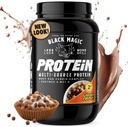 Proszek Black Magic Protein - Serwatka, Jajko i Casein Complex z Enzymami i MCT Powder - Trening wstępny i post - Nowy wygląd - Słynne Puffs Czekoladowy Masło orzechowe - 24 g Białko - 2 LB