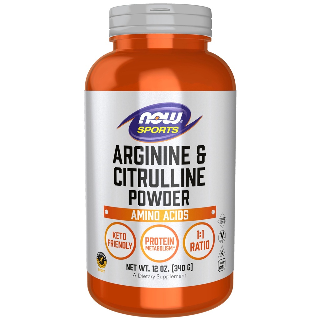 Teraz żywność Sport Nutrition, Arginina i Citruline Proszek, 1: 1 Stosunek, Amino Kwas, 12- unce