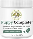 Wholistic Pet Organics Puppy Complete - Powder Multivitamin Dog - 8 Oz - Daily Dog Vitamin & Supplements for Homemade Food - System immunologiczny, Skóra, Coat & Ogólne Zdrowie - Małe i duże szczenięta Rasa