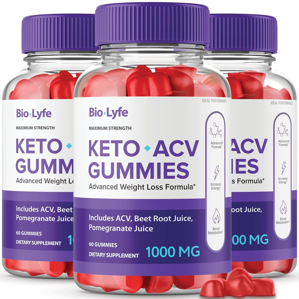 Biolyfe Keto + Gummies, BiolyfeKeto ACV Keto Supplement Gummies - Maksymalna wytrzymałość, Keto + ACV Gummys, All Natural Support Formula Keto + ACV Zaawansowana formuła, Biolyfe Keto Gummy Recenzje (3 Pack)