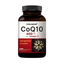NatureBell CoQ10 400mg z Omega- 3- 240 Kapsułki - Suplement przeciwutleniający do wsparcia zdrowia Heart & Energy - Wspomaga energię komórkową * - Koenzym Q10 o dodatkowej mocy