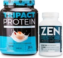 Nutrologia TRIPACT Białko w proszku, 7- in-1 Mieszany wstrząs zastępczy, Vanilla Latte Cynamon Flavor (20 Servings) Zen Naturalny suplement magnezu (30 Servings)