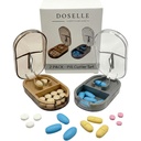 2PCS - Pill Cutter Splitter z Mini Pill Box - Pill Cutters for Small or Large Pills Professional - 4 Way Pill Splitter 1 / 4 - Pill Splitter z urządzeniem do grzebienia - Gray & Brown