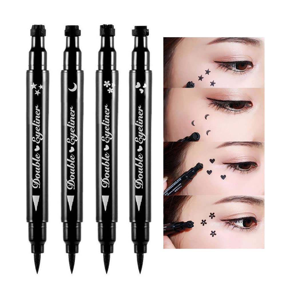 BINGBRUSH Dwustronna ciecz Naszyjnik Pen, Pieczęć twarzy Makeup niezwykle czarny wodoodporny Slim żel Felt Tip High Black Pigment Liquid Eyeliner & Seal (czarny)