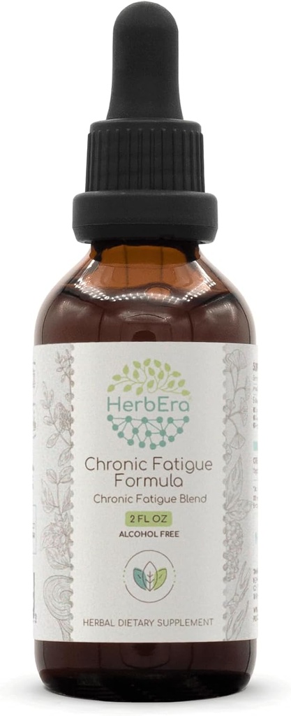 HerbEra Chronic Fatigue Formula B60 Alcohol-Free Extract Tincture: Siberian Ginseng Root, Ashwagandha Root, Licorice Root, Ginkgo Biloba Leaf, Reishi Mushroom. Przewlekłe zmęczenie Zmieszać 2 Fl Oz