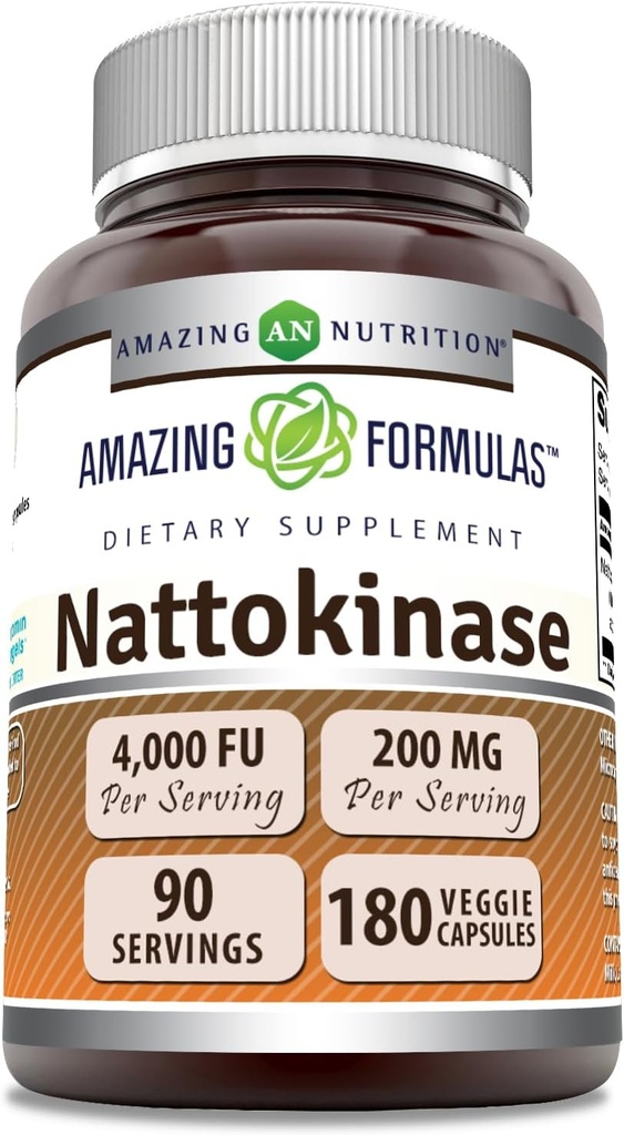 Niezwykłe preparaty Nattokinase Dietary Supplement 100 mg Veggie Capsules Supplement Equipment 124; 2000 FU Enzym Aktywność 124; Non- GMO Equipment 124; Gluten Free Equipment 124; Made in USA (180 Count)