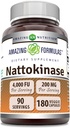 Niezwykłe preparaty Nattokinase Dietary Supplement 100 mg Veggie Capsules Supplement Equipment 124; 2000 FU Enzym Aktywność 124; Non- GMO Equipment 124; Gluten Free Equipment 124; Made in USA (180 Count)