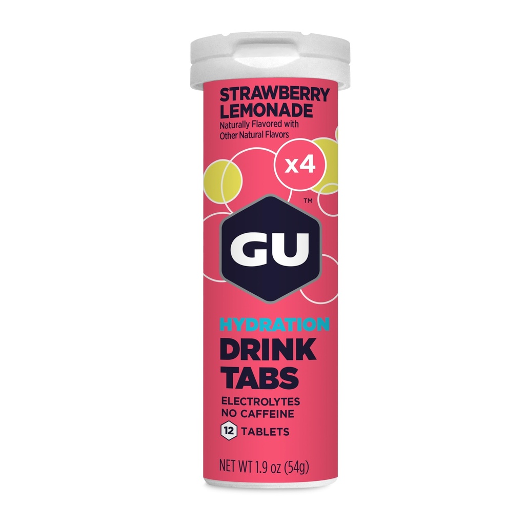 GU Energia Hydration Electrolyte Drink Tablets, Wzmocnione Endurance Sports Drink dla biegania, Jazda na rowerze, Triathlon, 4- Count (48 Servings), Truskawka Lemoniada