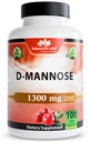 NaturaLife Labs Organic D- Mannose 1300 mg z Organic Cranberry Extract 100 mg na serwowanie - 100 Kapsułek - Non-GMO, Gluten- Free, Vegan