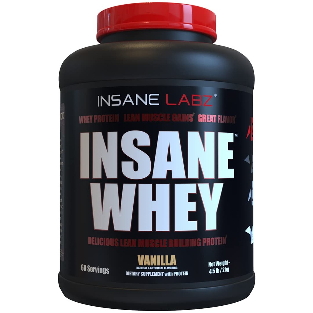 Szalony Labz Szalona Serwatka, 100% Muscle Building Serwatka Protein, Post Workout, BCAA Amino Profil, Mass Gainer, Meal Replacement, 5lbs, 60 Srvgs, (Vanilla)