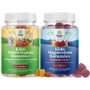 Bundle of Kids Multivitamin Gummies for Immunity Support with Vitamin A C D3 E B and Cync and Kids Magnezu Gummies - Relaksujące Mag Citrate z Malina Flavor for Nerve & Heart Health