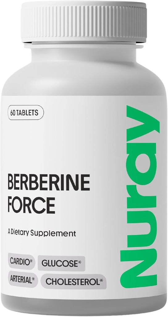 Nuray Berberine Force - wspiera zdrowie kognitywne, zdrowie żołądka i jelit, zdrowie układu sercowo- naczyniowego i pomaga utrzymać zdrowie metaboliczne - z folianem, R- Alpha Kwas Lipoiczny - 60 Count - 500mg