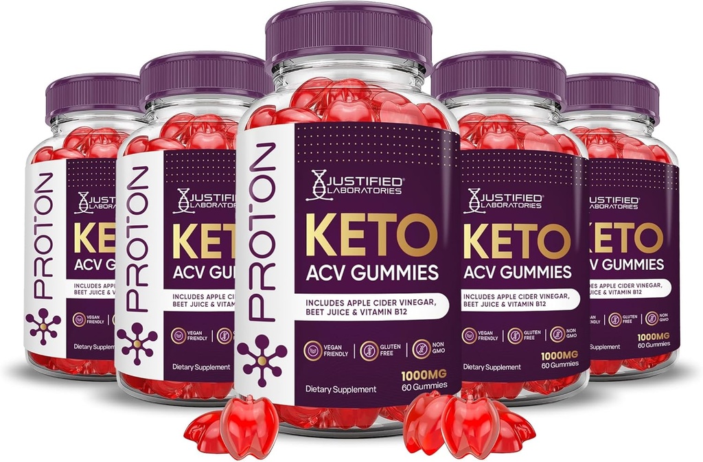 Laboratoria z uzasadnieniem (5 opakowań Proton Protein Keto ACCV Gummies Advanced Formula 1000MG Proton Boost w postaci proszku z sokiem buraczanym Granatu B12 Vegan Non GMO 300 Gummys