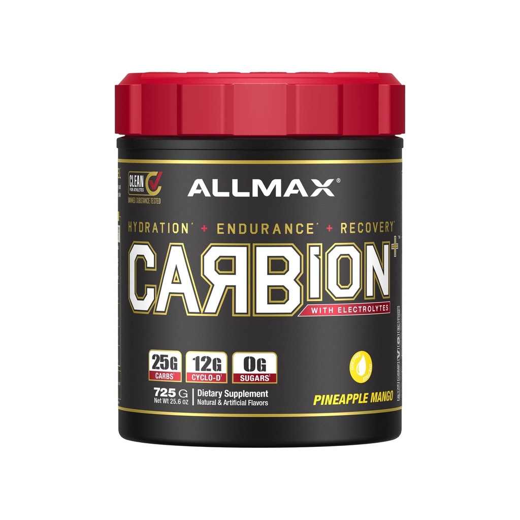 ALLMAX Nutrition - CARBION + Zestaw do nawadniania w proszku z elektrolitami, wspomaga wytrzymałość, odzysk i wydajność ćwiczeń, Gluten Free i Vegan, Ananas Mango, 25 Służenia