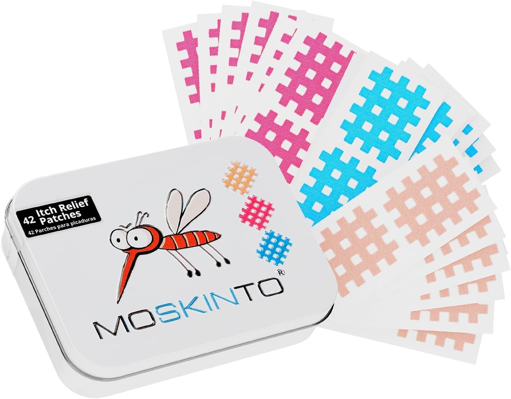 Moskinto The Original Mosquito Itch Relief Patches for Kids & Adult, Bug Bite Patches Soothe Opuchlizna & Swędzenie, Anti Itch Bug Bite Relief, Suction Tool Alternative, Family Pack, 42 Count
