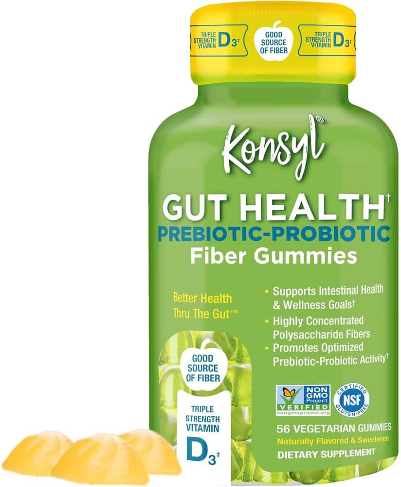 Konsyl Gut Health Prebiotic - Probiotyczne Gummies Włókna - Pomaga Wsparcie Digestive Health + - Wegetariański suplement Fiber Gummies dla Adultów - 56 Hrabia