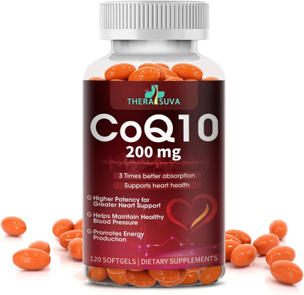 Wysokoabsorpcyjne CoQ10 200 mg - Softgels for Heart, Stamina & Brain Support - 60- Day Supply, 120 Count