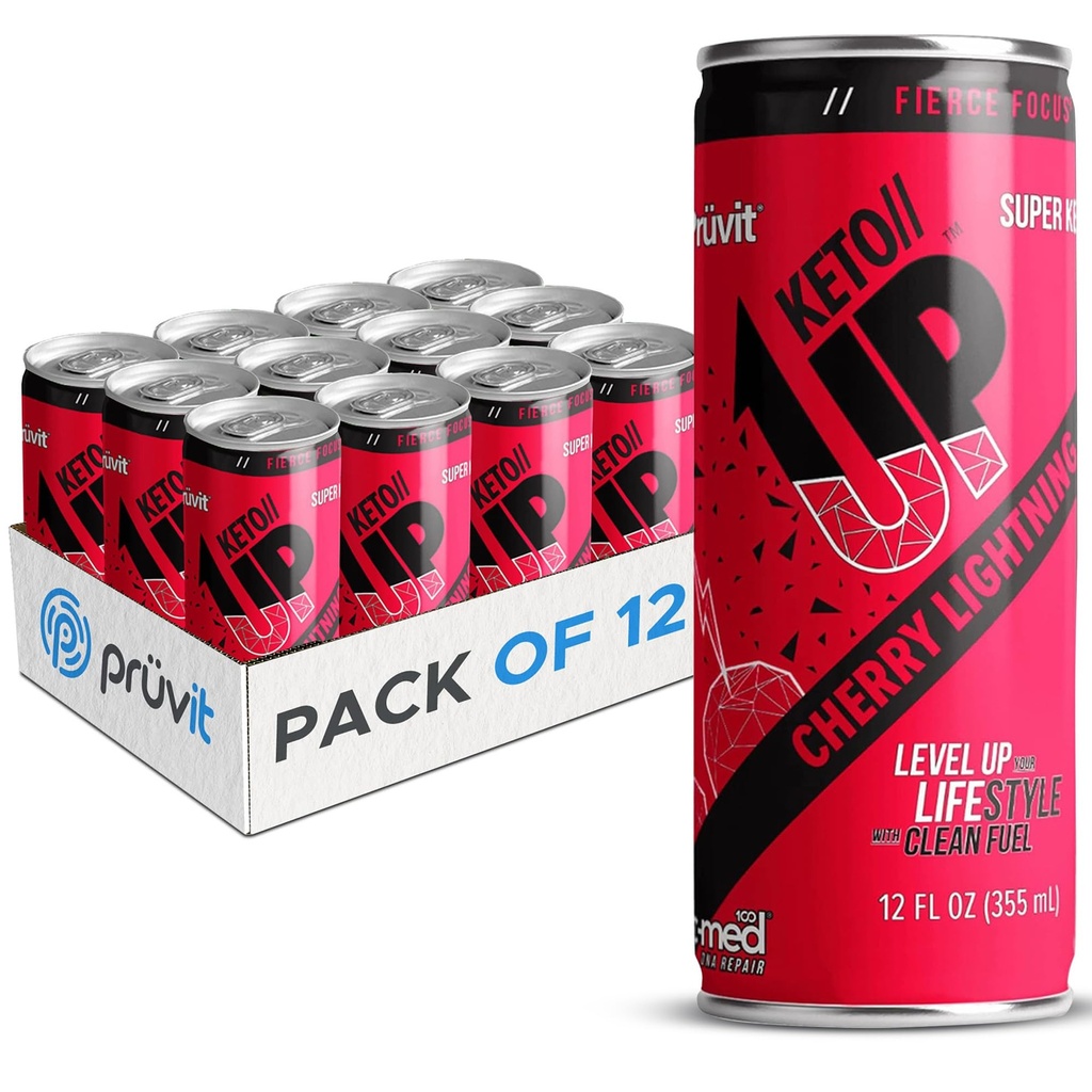 Cherry Lightning Keto / / Up ® Drink - Readyto- Drink Ketones for Focus for Men and Women - 12 Pack