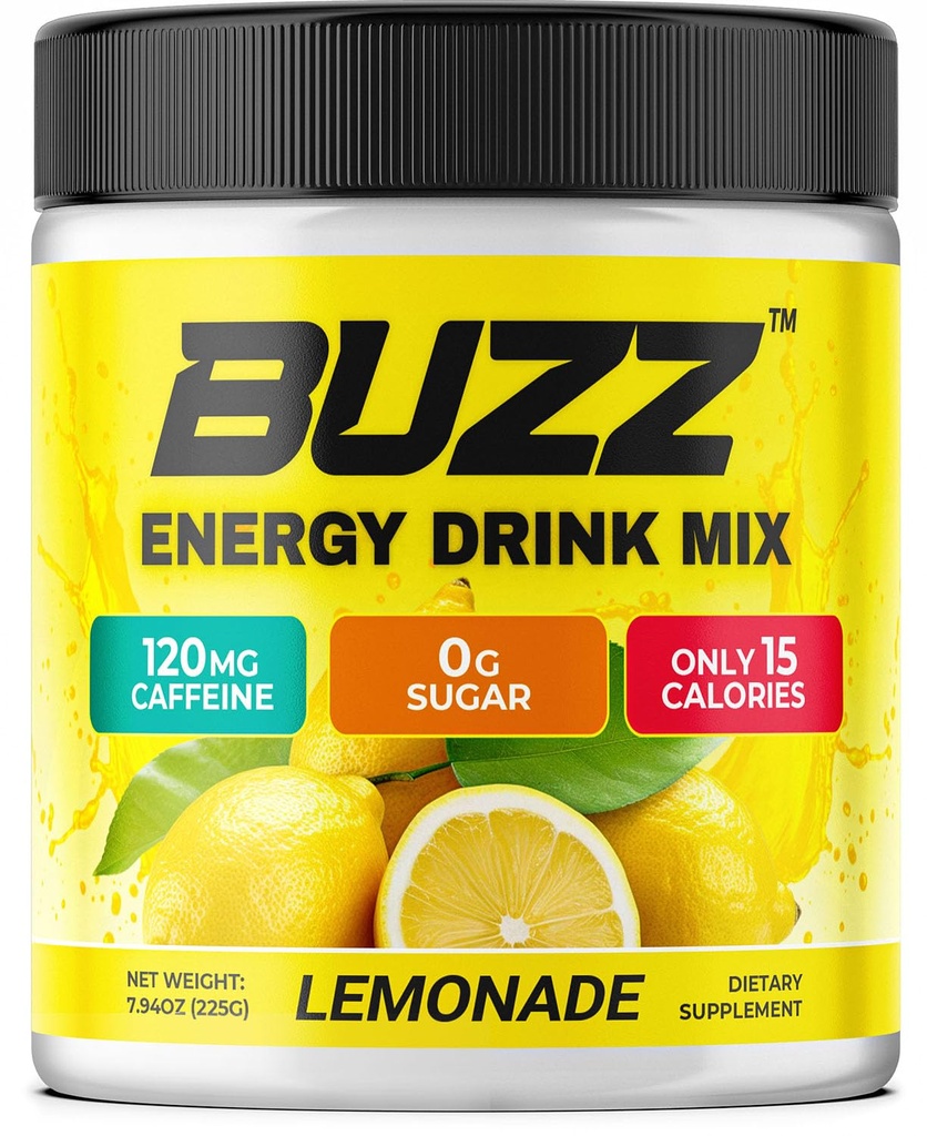 Morning Buzz Energy Drink Powder - Energy Boost - Bezcukrowa energia z przeciwutleniaczami - Poranne Kick i Sports Endurance Endurance Product - 30 Służenia, Lemoniada, 8 uncji