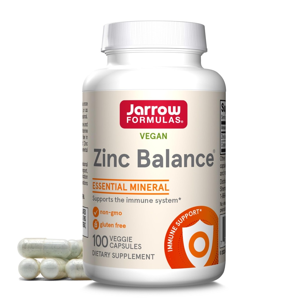 Jarrow Fixas Cynk Balance 15 mg - 100 Służenia (Veggie Caps) - Cynk z miedzi - Podstawowe minerały do wsparcia układu immunologicznego - Suplement wsparcia immunologicznego - Gluten Free Copper Supplement, Wegan