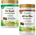 NaturVet All- in- One Dog Supplement - for Joint Support, Trawienie, Skóra, Opieka nad płaszczem - 120 Soft Chews & No Scoot for Dogs - 120 Soft Chews - Pomaga zdrowe Anal Gland & funkcji