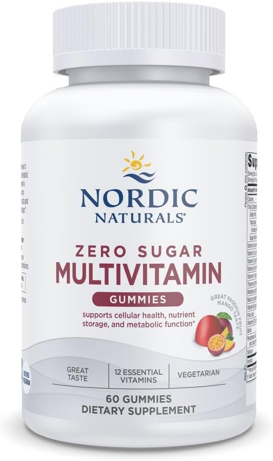 Nordic Naturals Zero Sugar Multi Gummies - wegetariański suplement multiwitaminowy - Passionfruit Mango - 60 Pectin- Based Gummies - 12 Witaminy zasadnicze dla dorosłych - Non-GMO - 30 Służenie