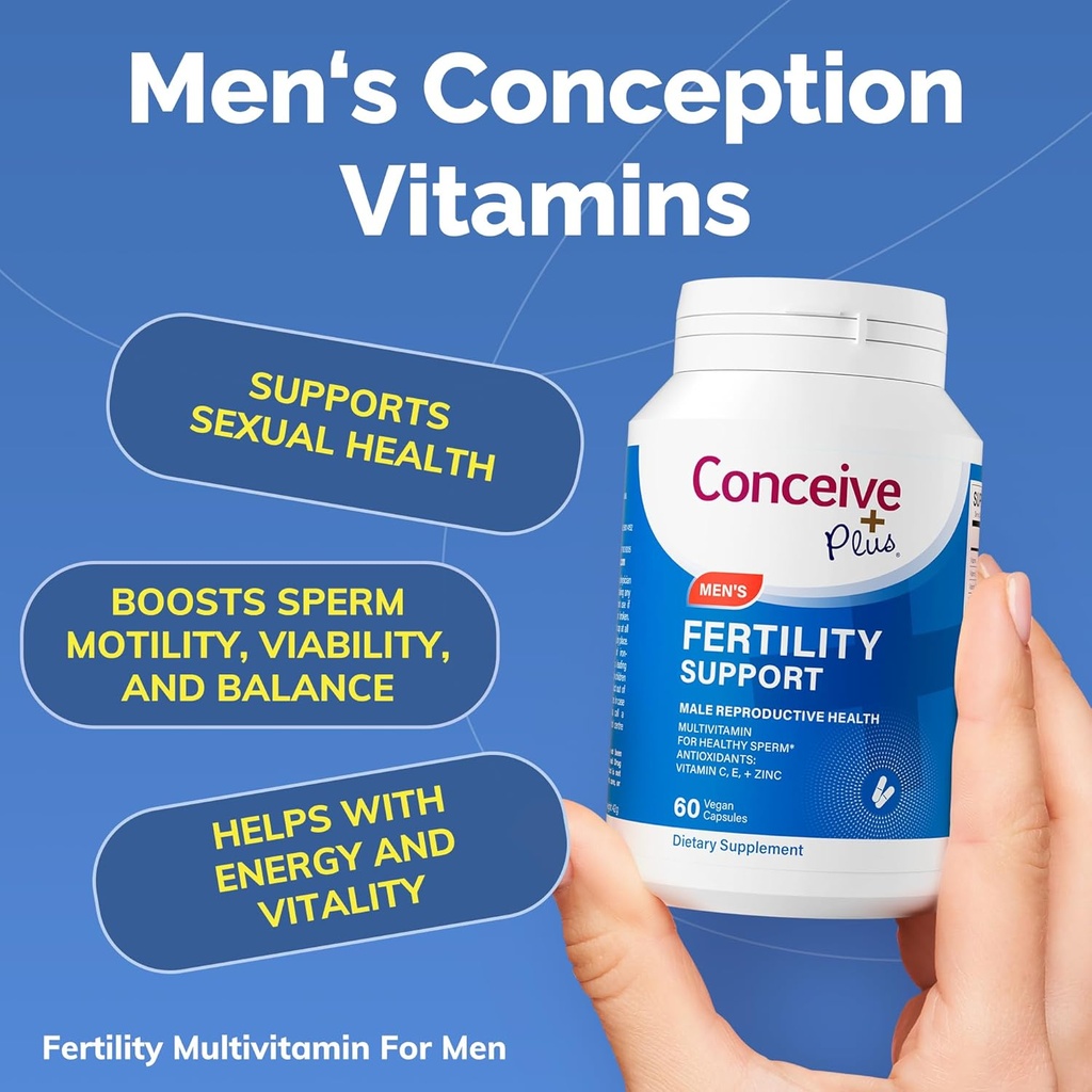 CONCEIVE PLUS Mens Paleta płodności, Witaminy płodności 60 Licznik i Lubrykant płodności 2.5 unce