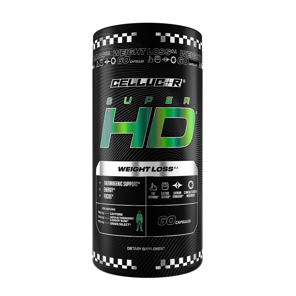 Celucor SuperHD Termogeniczne Tłuszcz Burner Utrata masy ciała Suplement, Appetite Suppressant, & Energy Booster Capsimax, Green Tea Extract, 160mg Kofeina & Więcej 60 Kapsułki (Opakowania maja Vary)