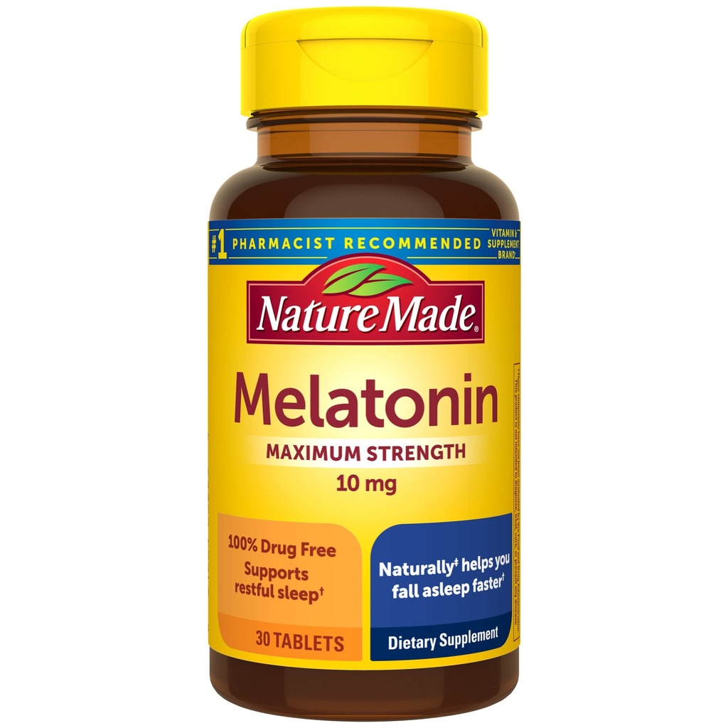 Nature Made Melatonin 10 mg Extra Force Tablets, Suplement diety do niespokojnego snu, 30 Count, 30 Day Supply