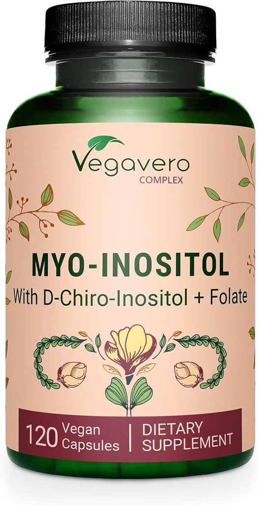 Vegavero Myo- Inositol & D- Chiro Inositol < 124; Hormon Balance & Ovarian Support = 124; z folianem, Resveratrol, CoQ10 = 124; 40: 1 Stosunek 124; Lab- Tested = 124; 120 Czapki = 124; Vegan