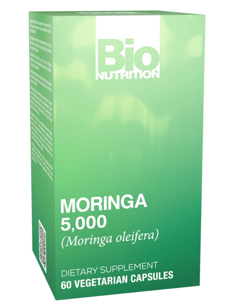 Bio Nutrition Moringa 5000mg 60 Kapsułki wegetariańskie 124; Kompletny zielony Superfood 124; Przyroda Multivitamin 124; Energia i zdrowie Gut