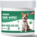 Dog Ear Cleaner Wipes 100 Count, Delikatny pH Zbalansowany dla Wosku ucha, Zapach & Itch Relief, Hipoalergiczne Alkohol-Free z Aloe Vera, Sejf dla szczeniąt Uszy