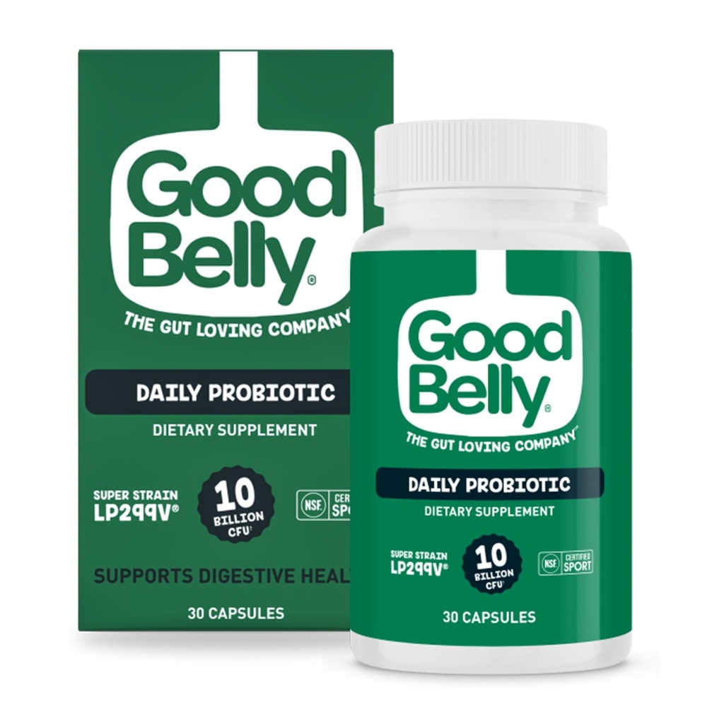GoodBelly Probiotic kapsułki dla zdrowia trawiennego 124; Wegan suplement probiotyczny z 10 Miliard żywych kultur 124; Probiotyki dla kobiet i mężczyzn 124; 30 Kapsułki