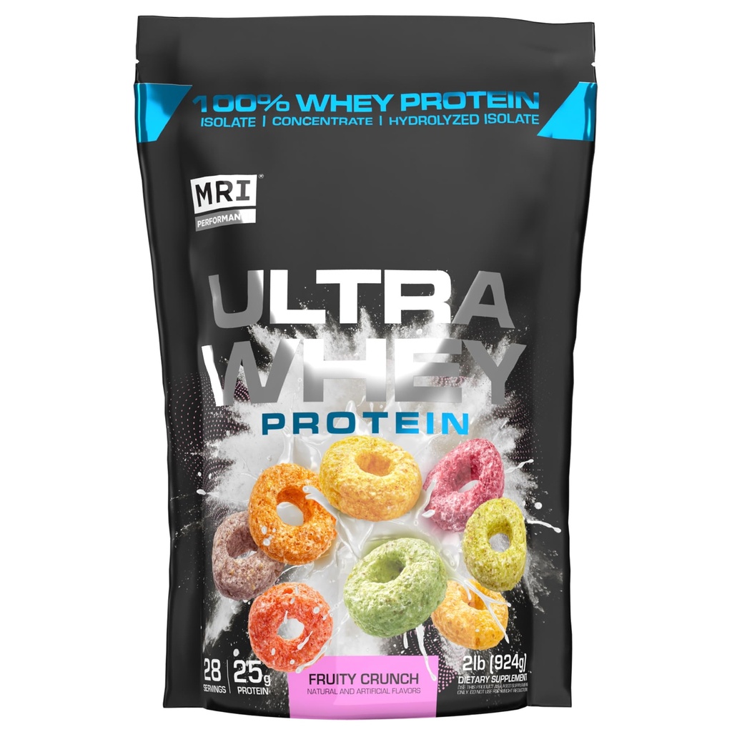 Rezonans magnetyczny Ultra Whey Protein 25g Triple- Mieszanka hydrolizatu, izolatu i koncentratu do odzyskiwania mięśni, Siła Lean & Codzienne wsparcie protein (Fruity Crunch, 28 Służenie)