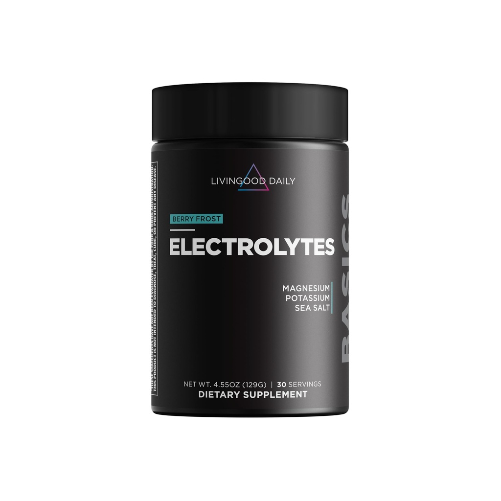 Livingood Daily Electrolytes Powder, Electrolytes Hydration Drink Mix z witaminą C, Magnezu, Tauryny i soli morskiej, Suplement elektrolitu dla energii i hydrolizy, Keto, Berry Frost Flavor, 30 Srvgs