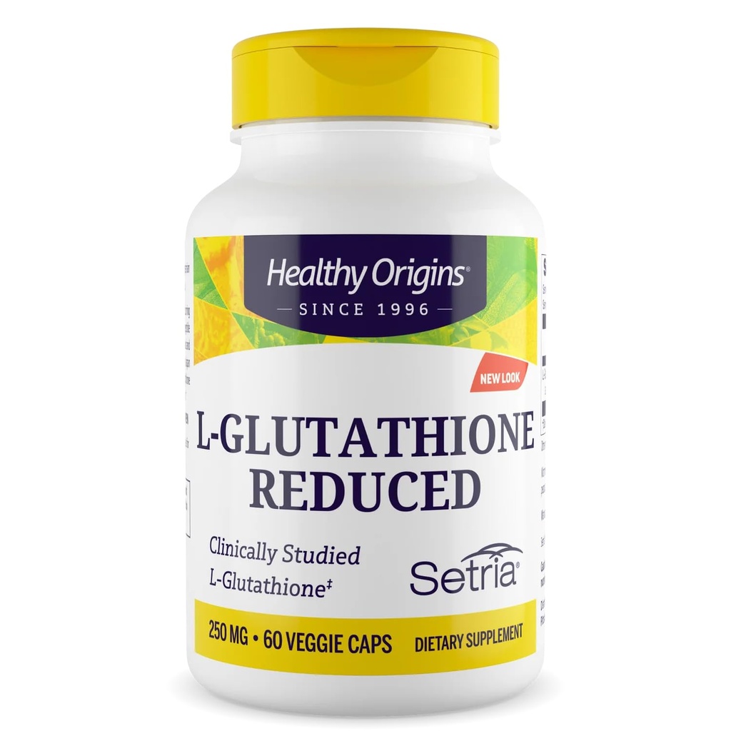 Healthy Origins L- Glutathione 250 mg (Setria, Non-GMO, Gluten Free, Przeciwutleniacz, Immune Support, Skin Support), 60 Veggie Caps