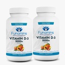Witamina D3 Gumiaki, 2- Pack, 60 Count Each, 2000iu per Serving, Wspiera system immunologiczny i zdrowie kości; dla dzieci i dorosłych; brzoskwinia, mango, aromaty truskawkowe