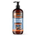Wild Caught Pure Cod Liver Oil 16oz Najwyższa Omega 3 1150mg / tsp, Najwyższa Czystość, Wysoka EPA / DHA, Witamina A & D - Redukuje swędzenie, Zdrowa skóra i płaszcz, Mobilność, BPA- Free, Pompa incl.